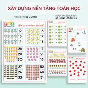 Học liệu đếm số nâng cao tăng cường khả năng nhận diện và ghi nhớ dãy số dành cho trẻ từ 4–6 tuổi