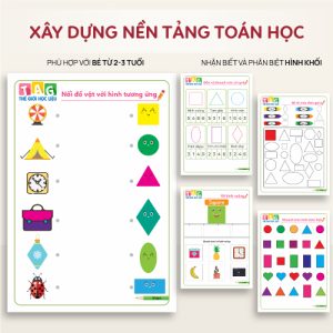 Học liệu nhận biết và phân biệt hình khối cơ bản, phát triển tư duy logic cho bé từ 2-6 tuổi