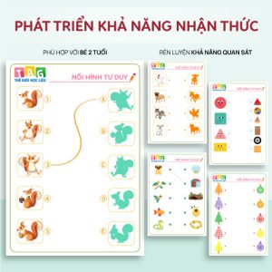 Học liệu nối hình với bóng Shadow Matching, nối cặp tương ứng phát triển tư duy cho bé từ 2-3 tuổi