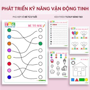 Học Liệu Tô Màu Rèn Vận Động Tinh, Tăng Khả Năng Sáng Tạo Tư Duy Logic Dành Cho Bé 2-6 Tuổi